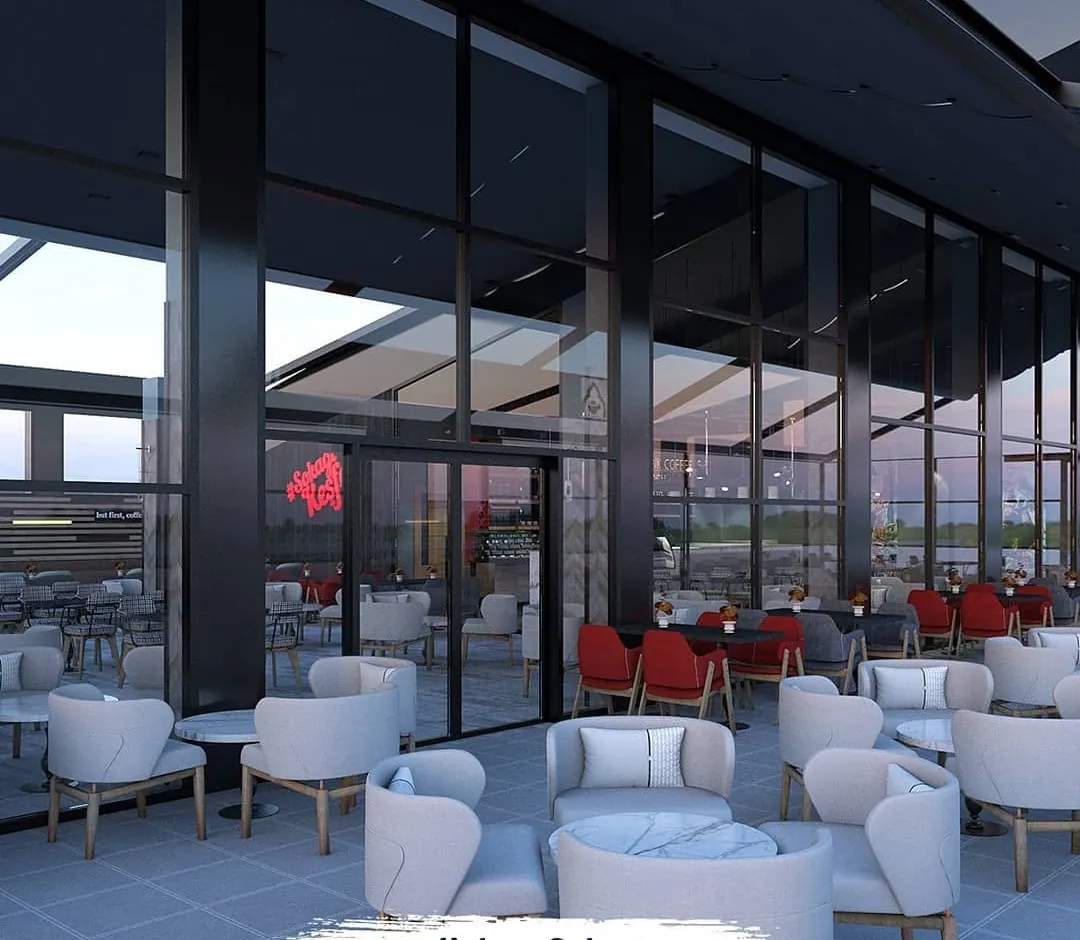Kahve Sokağı franchise şubesinde aydınlık oturma alanı ve düzenli servis alanı